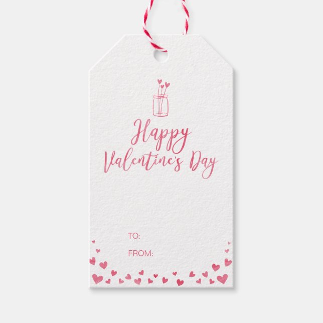 Étiquettes-cadeau Aquarelle Coeurs rouges Cadeau de la Saint-Valenti (Devant)
