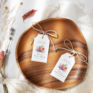 Étiquettes-cadeau Aquarelle colorée Fête des mariées florale personn