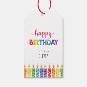 Étiquettes-cadeau Aquarelle colorée Joyeux Enfants d'anniversaire