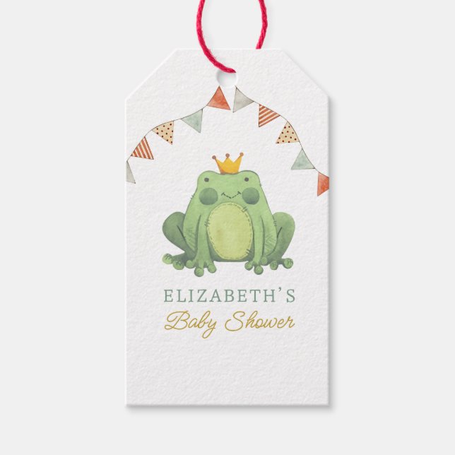 Étiquettes-cadeau Aquarelle Cute Frog Baby shower (Devant)