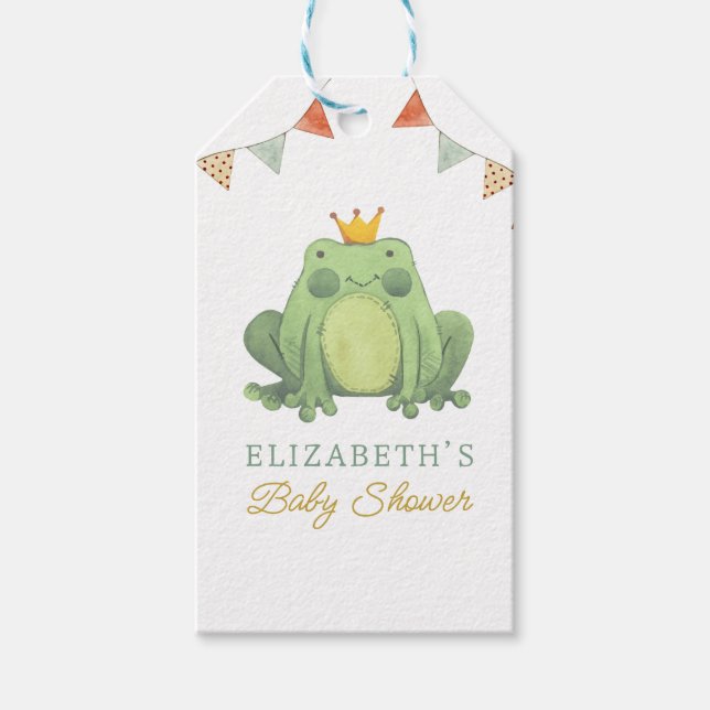 Étiquettes-cadeau Aquarelle Cute Frog Baby shower (Devant)