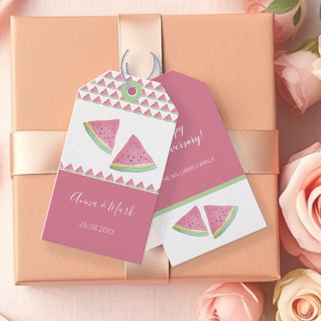 Étiquettes-cadeau Aquarelle Cute Watermelon Peint à la main (Créateur téléchargé)