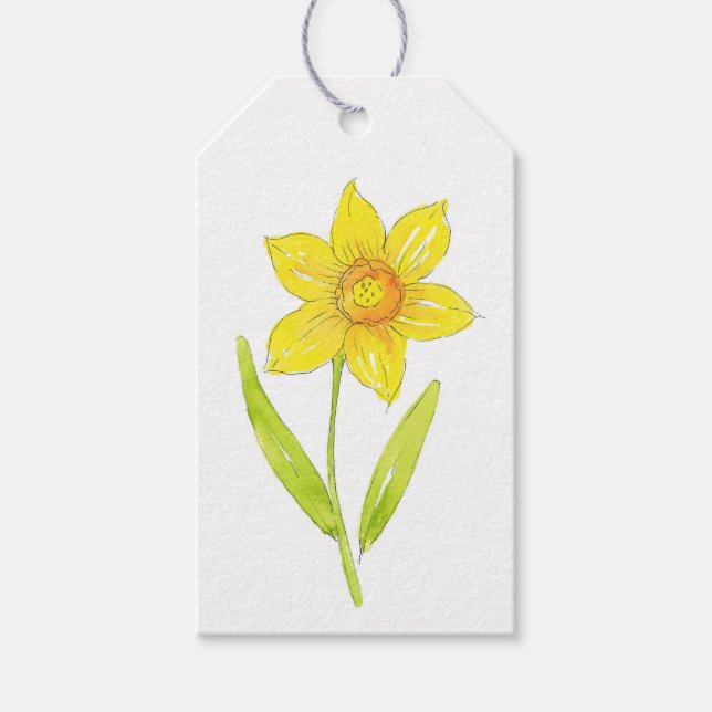 Étiquettes-cadeau Aquarelle Daffodique 2 (Devant)