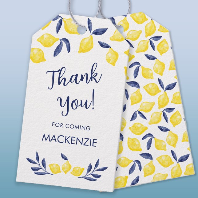 Étiquettes-cadeau Aquarelle de citron Merci personnalisé (Créateur téléchargé)