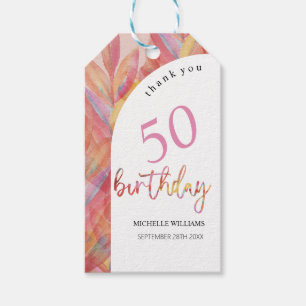 Étiquettes-cadeau Aquarelle de la fête artistique rose tropicale