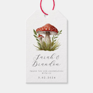 Étiquettes-cadeau Aquarelle de la forêt de bois Merci de champignon