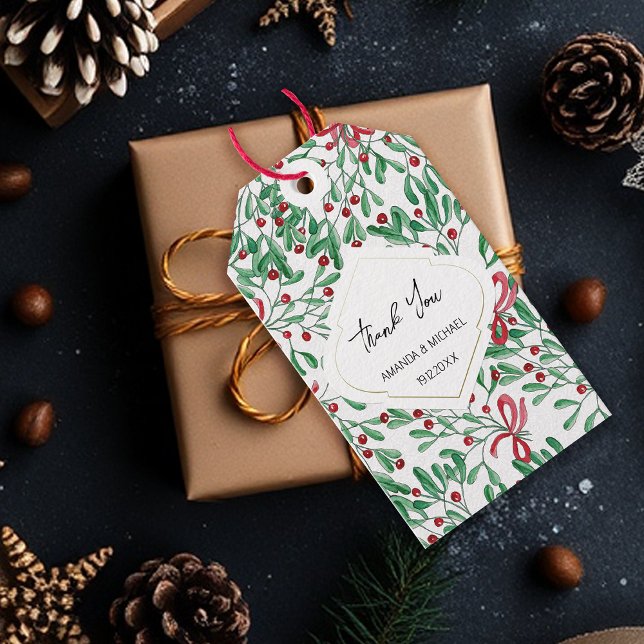 Étiquettes-cadeau Aquarelle de Mistletoe Country peinte à la main (Créateur téléchargé)