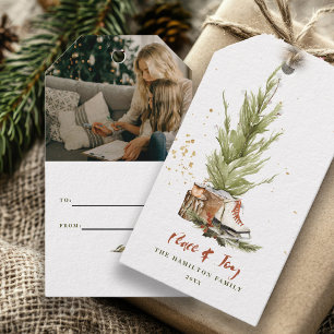 Étiquettes-cadeau Aquarelle de Noël de la famille Boho vintage