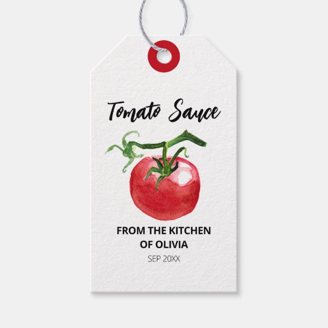 Étiquettes-cadeau Aquarelle de sauce tomate (Devant)