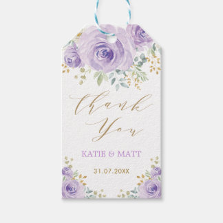 Étiquettes-cadeau Aquarelle d'or violet Floral Mariage Faveurs