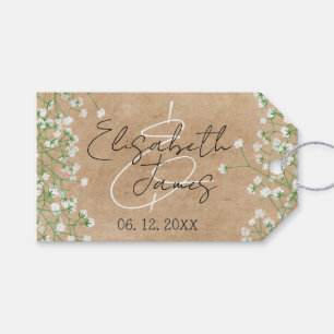 Étiquettes-cadeau Aquarelle du souffle du bébé Floral Rustique Boho