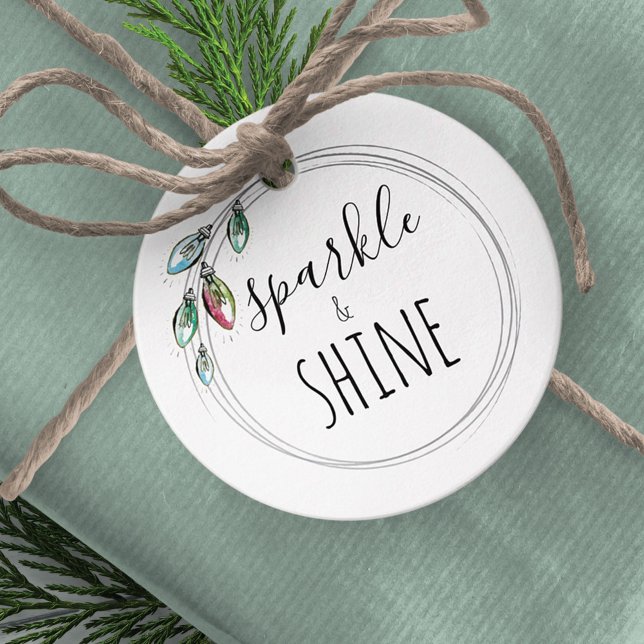 Étiquettes Cadeau Aquarelle Éclairage de Noël (Créateur téléchargé)