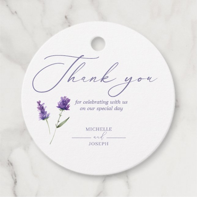 Étiquettes Cadeau Aquarelle élégante Lavender Bliss (Devant)