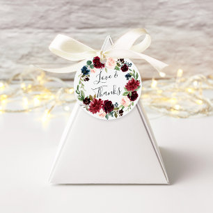 Étiquettes Cadeau Aquarelle en fleur rayonnante Merci Mariage floral