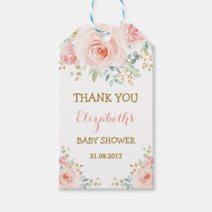 Étiquettes-cadeau Aquarelle en or Blush féminine Rose Favoris