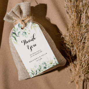 Étiquettes-cadeau Aquarelle Eucalyptus Merci Mariage vert