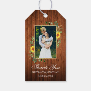 Étiquettes-cadeau Aquarelle Eucalyptus Sunflower Mariage en bois