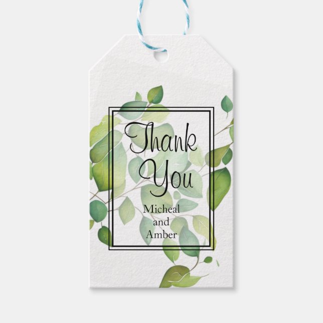 Étiquettes-cadeau Aquarelle eucalyptus verdure feuillage vert (Devant)