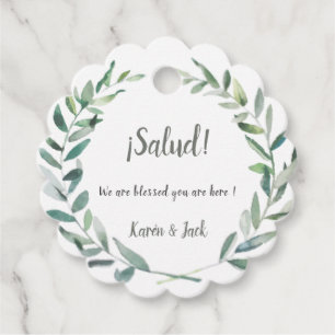 Étiquettes Cadeau Aquarelle feuille Salud!