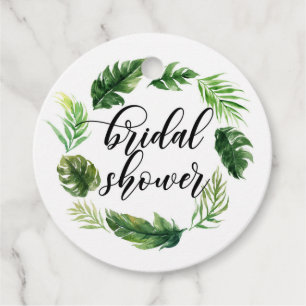 Étiquettes Cadeau Aquarelle Feuilles tropicaux Fête des mariées de c