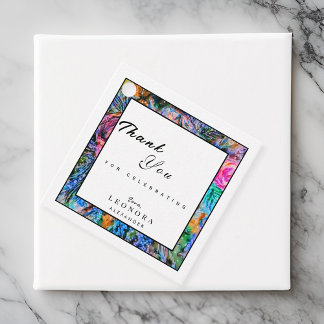 Étiquettes Cadeau Aquarelle Fleurs Artistiques Merci Anniversaire