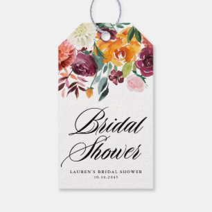 Étiquettes-cadeau Aquarelle Fleurs d'automne Fête des mariées d'auto