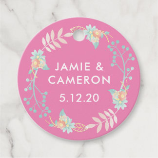 Étiquettes Cadeau Aquarelle Fleurs Mariage Favor Tags