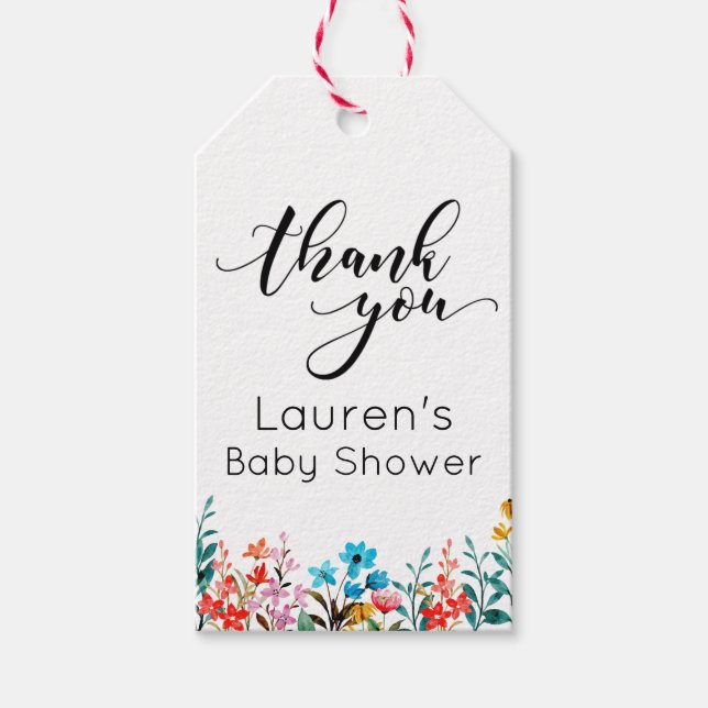 Étiquettes-cadeau Aquarelle Fleurs Merci (Devant)