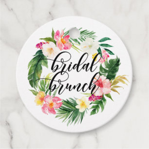 Étiquettes Cadeau Aquarelle Fleurs tropicales Fleurs couronnes Brunc