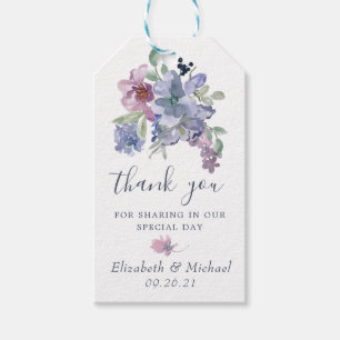 Étiquettes-cadeau Aquarelle Floral Bleu Lavande Blush Moderne Favori