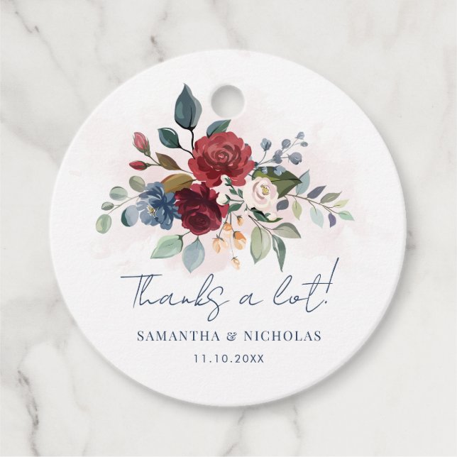 Étiquettes Cadeau Aquarelle Floral Chic Merci Mariage (Devant)