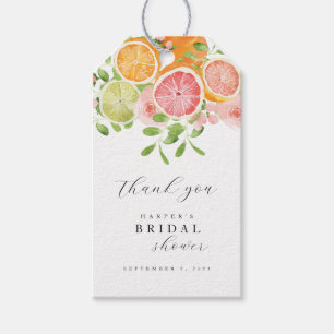 Étiquettes-cadeau Aquarelle Floral Coral Fête des mariées verte