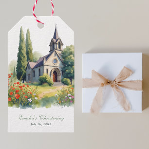 Étiquettes-cadeau Aquarelle Floral Église catholique Baptême