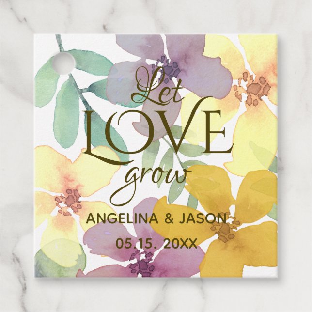 Étiquettes Cadeau Aquarelle Floral mariage (Devant)