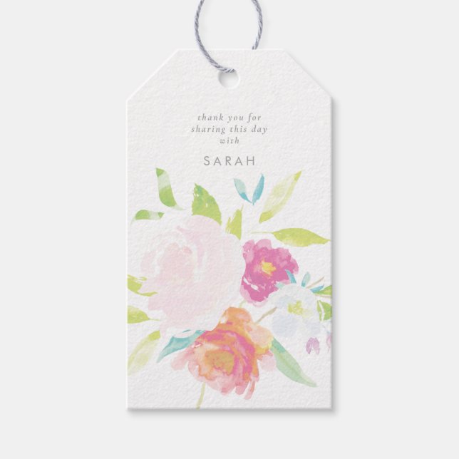 Étiquettes-cadeau Aquarelle florale brillante Kraft (Devant)