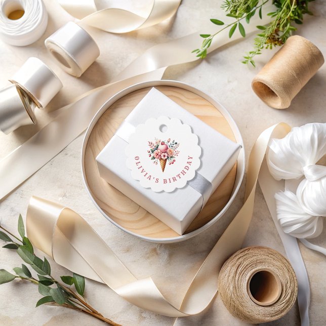 Étiquettes Cadeau Aquarelle Florale Crème De Glace Et Berry (Créateur téléchargé)