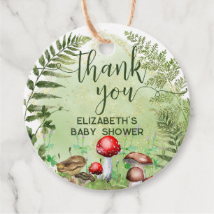 Étiquettes Cadeau Aquarelle Forêt Ferns Champignons Script de verdur