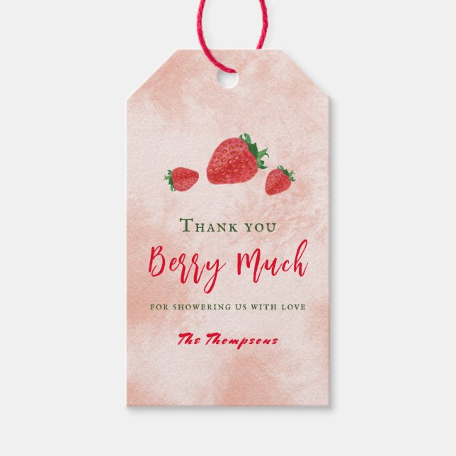 Étiquettes-cadeau Aquarelle Fraise Berry Baby shower sucré (Devant)