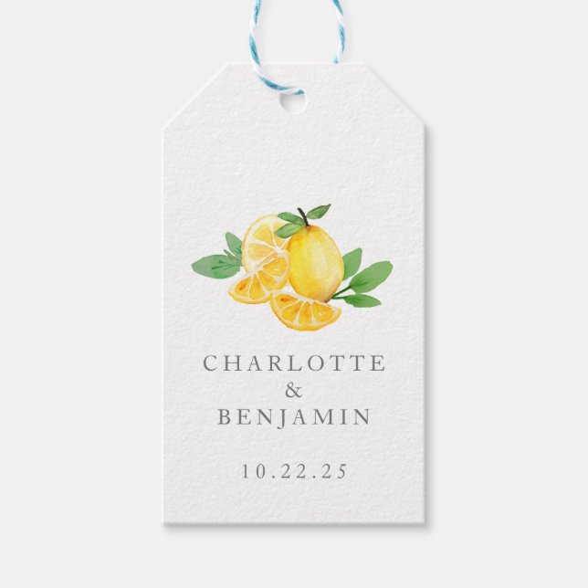 Étiquettes-cadeau Aquarelle Fruit citron personnalisé (Devant)
