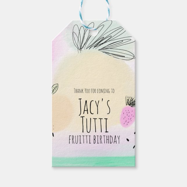 Étiquettes-cadeau Aquarelle Fruits d'anniversaire Fête à main (Devant)