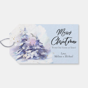 Étiquettes-cadeau Aquarelle hiver Bois Joyeux Noël