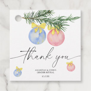 Étiquettes Cadeau Aquarelle Hiver Merci sexe révèle