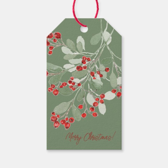 Étiquettes-cadeau Aquarelle Holly (Devant)