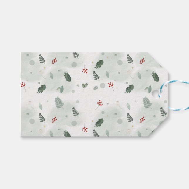 Étiquettes-cadeau Aquarelle Holly Feuille Motif Noël Plan d'art (Devant (Horizontal))