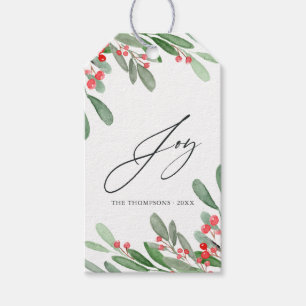 Étiquettes-cadeau Aquarelle Holly Jolly Christmas