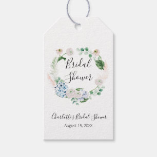 Étiquettes-cadeau Aquarelle Hydrangeas Fête des mariées de couronne