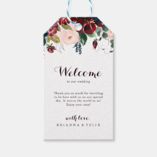 Étiquettes-cadeau Aquarelle Illustré Automne Floral Mariage Bienvenu