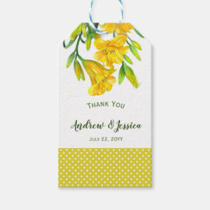 Étiquettes-cadeau Aquarelle Jaune Jaune Lys peinture florale