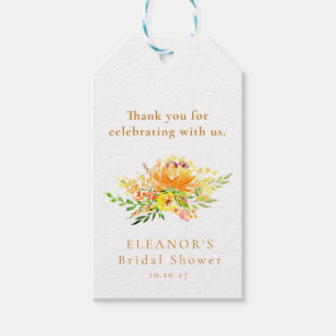 Étiquettes-cadeau Aquarelle jaune personnalisée Fête des mariées flo