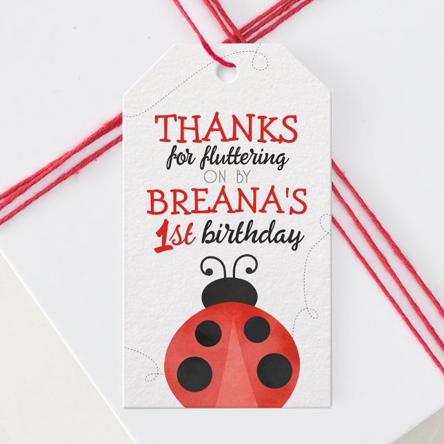 Étiquettes-cadeau Aquarelle Ladybug Anniversaire Favoriser les étiqu (Créateur téléchargé)